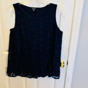 Roz & Ali Navy Lace Tank Top